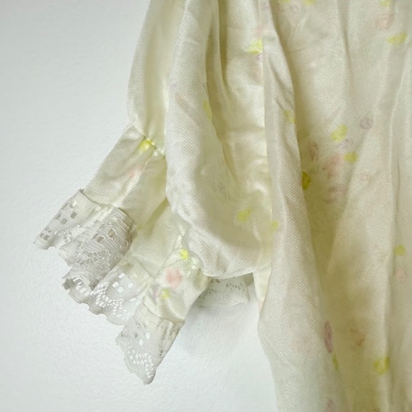 Vintage Long Nightgown Robe Set Lace Trim Floral Romantic 80s - Picture 11 of 13